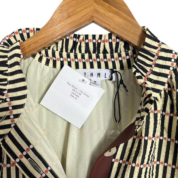 THML Faith Button Up Dress Womens Medium Rue Stripe Dot NWT - Picture 7 of 10